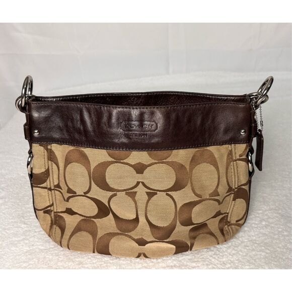 Coach Zoe Signature Purse Khaki Brown Leather Trim/L0982-F14708 - Picture 1 of 13
